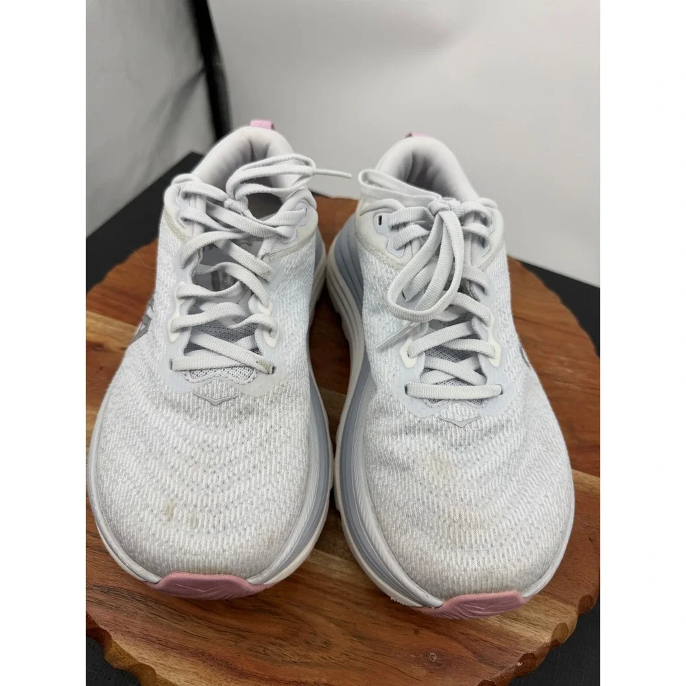 Hoka One One Women's Light Gray & Pink Running Sneakers